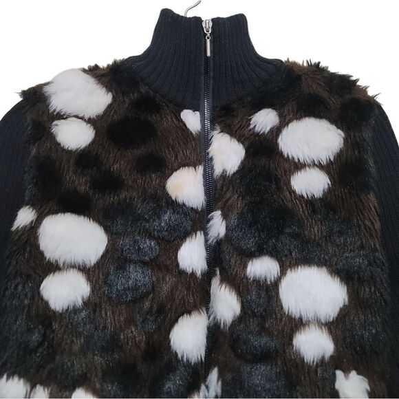 Brown Black and White Sweater Jacket Sz Small - Picture 4 of 6